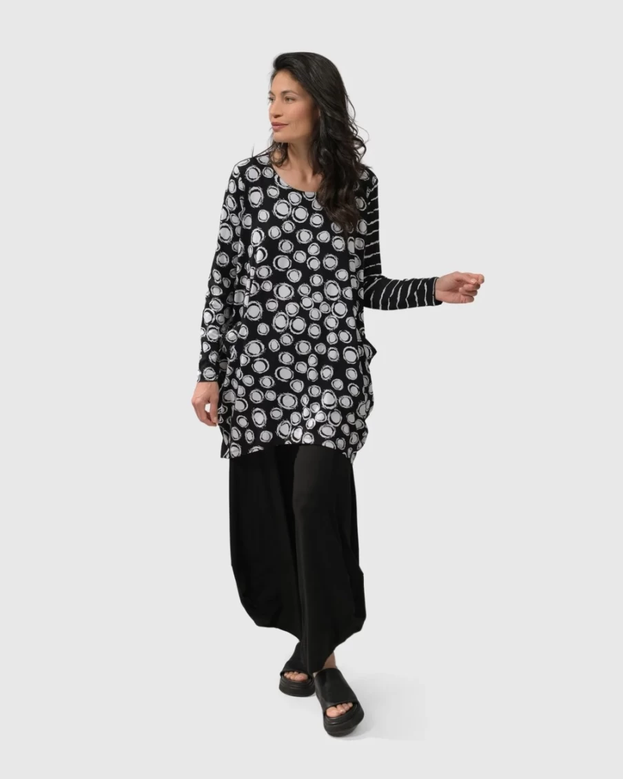ALEMBIKA Women's Nebula Tunic Top - Stylish Mix Pattern Casual Blouse