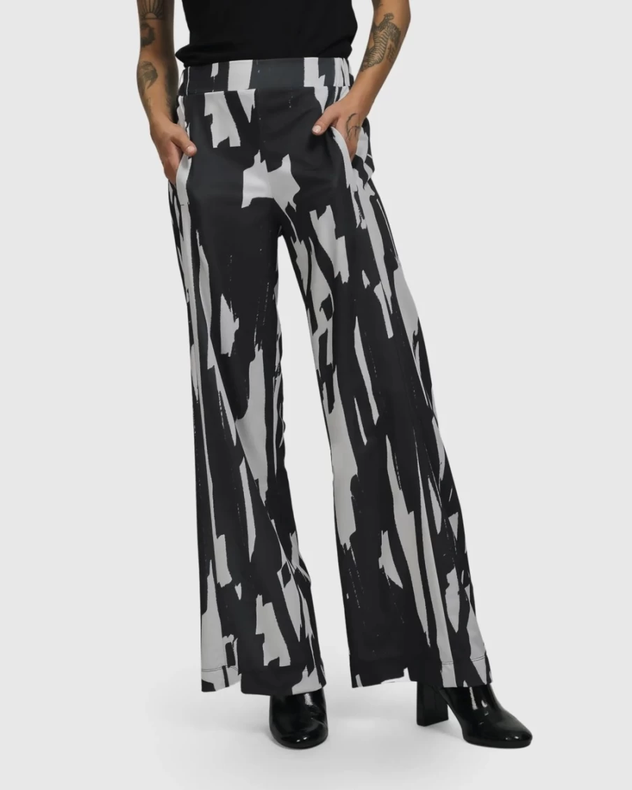 ALEMBIKA Women's Cyber Straight Leg Pants with Brush Texture - Stylish High-Waisted Trousers for Modern Fashion