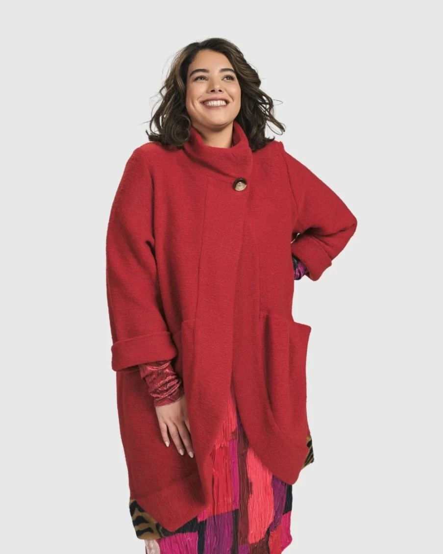 ALEMBIKA Women's Funkadelic Groupie Coat with Flame Design - Bohemian Vintage Style Outerwear