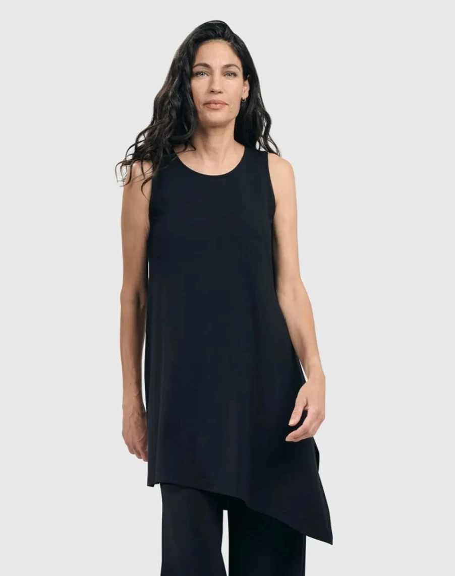 ALEMBIKA Women's Essential Sleeveless Tunic Top - Black Casual Summer Blouse