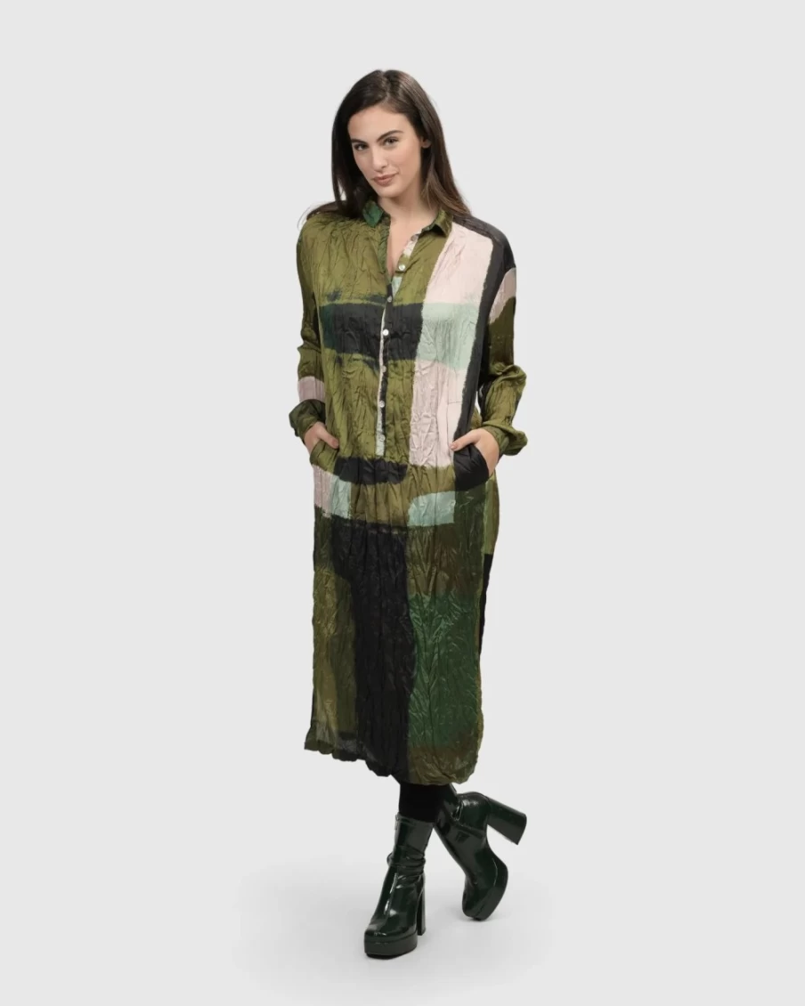 ALEMBIKA Women's Olive Al Fresco Shirt Dress - Casual Summer Style