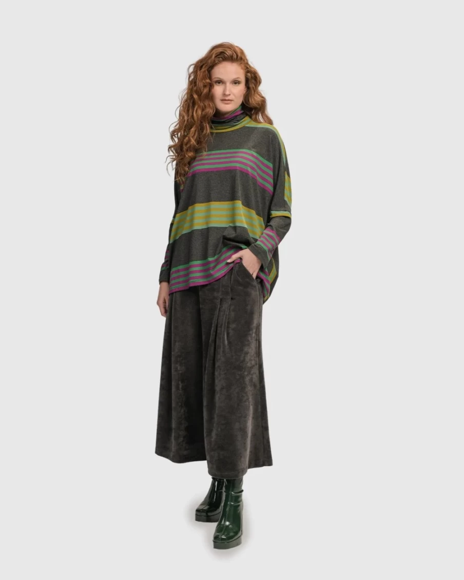 ALEMBIKA Women's Urban Wine Bar Striped Boxy Top