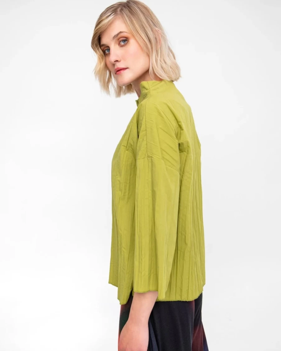 ALEMBIKA Women's Ozai N Ku Pleated Crinkle Funnel Top in Olive