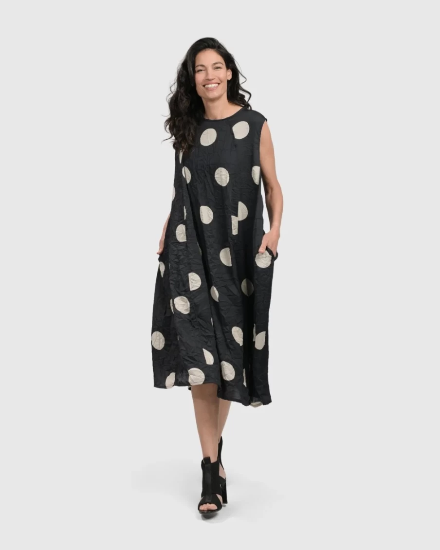 ALEMBIKA Women's Bold Dot Lace Sleeveless Maxi Dress - Elegant Bohemian Style