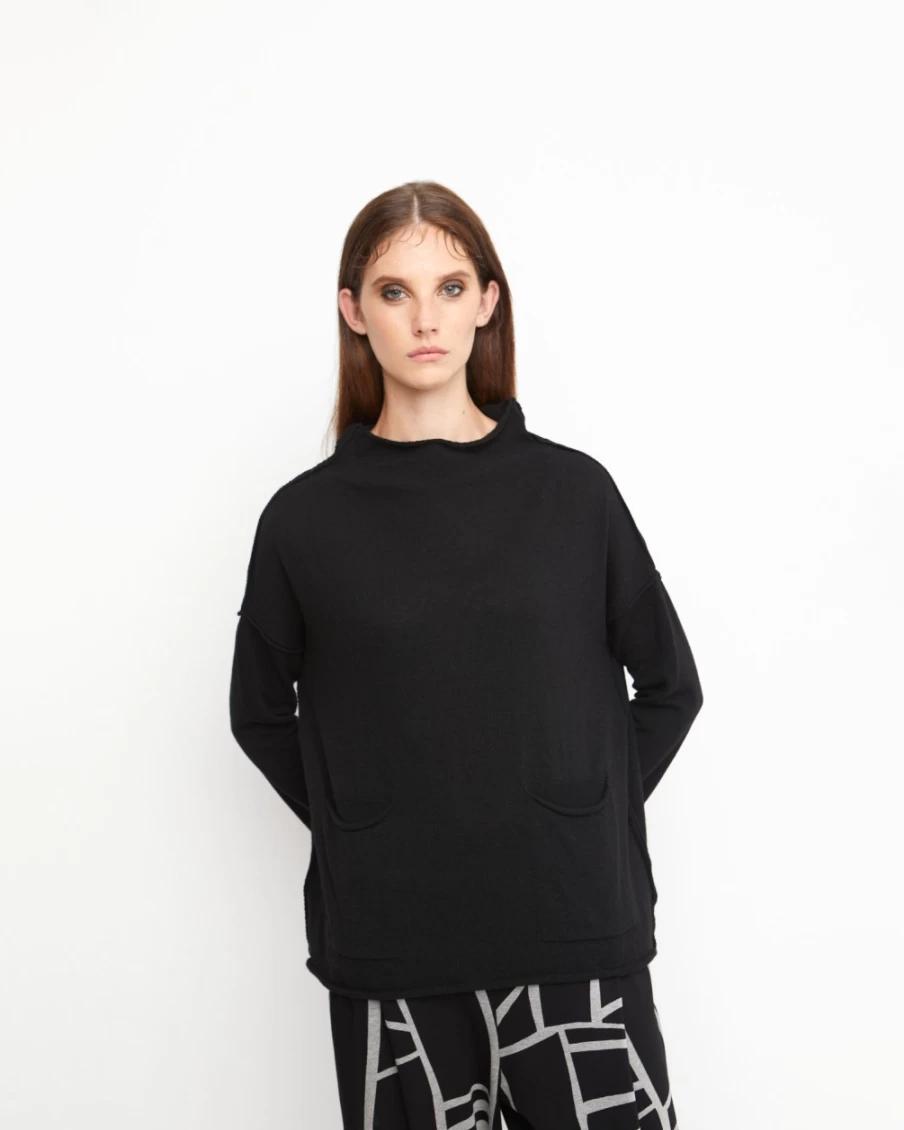 ALEMBIKA Women's Ozai N Ku Techie Sweater Top - Black Knitwear Fashion