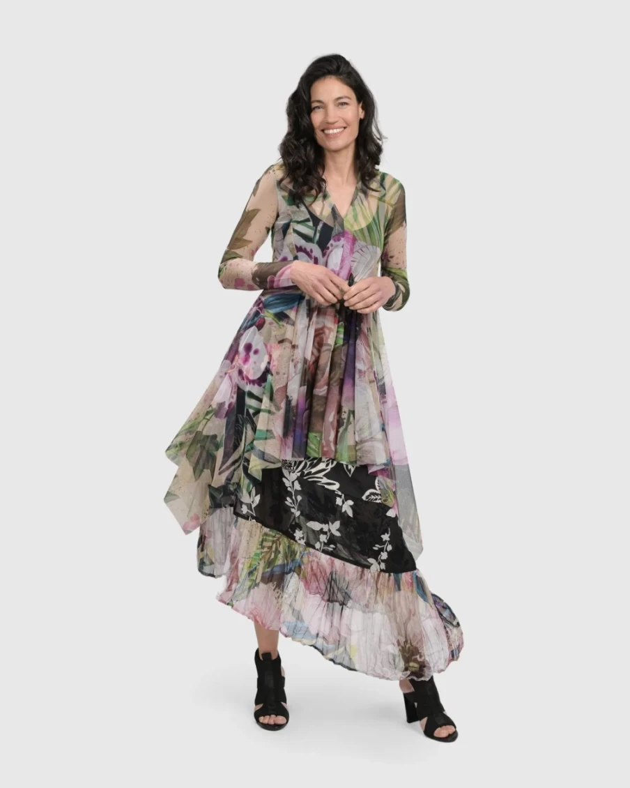 ALEMBIKA Women's Moonflower V-Neck Cardigan with Floral Bouquet Design
