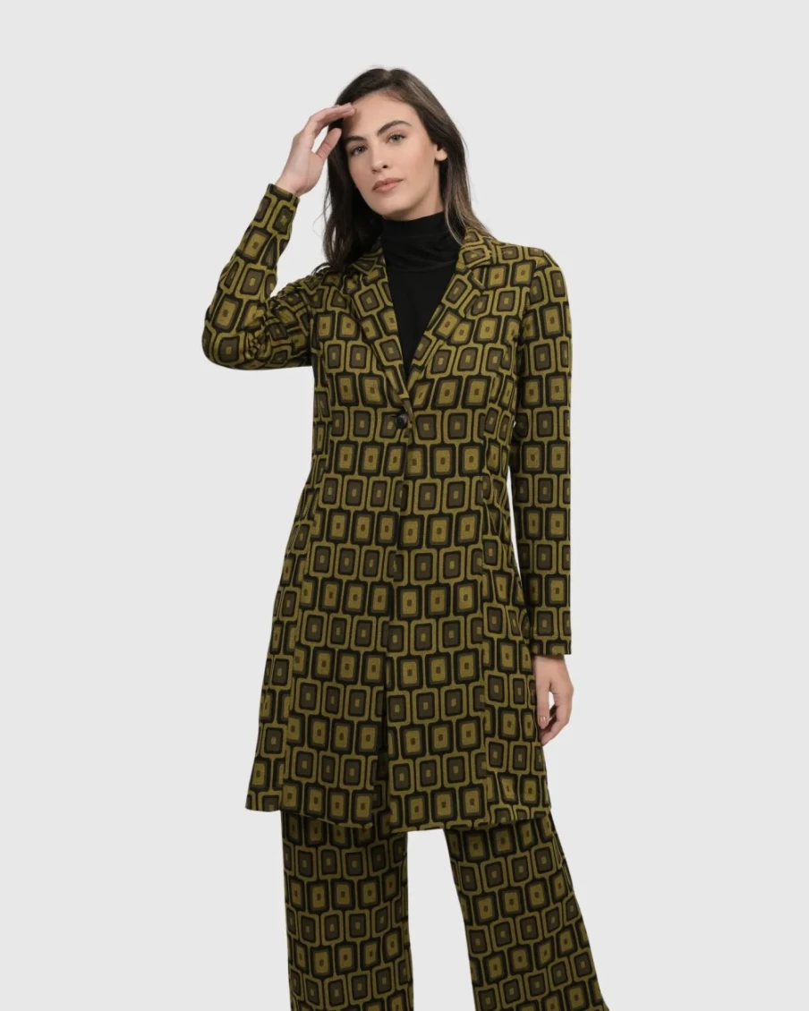 ALEMBIKA Women's Chartreuse Dynamite Days Duster Coat | Long Lightweight Trench Coat