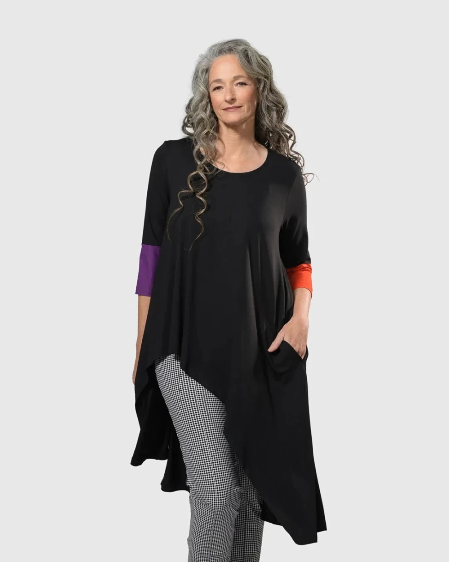 ALEMBIKA Women's Belinda Hi-Lo Tunic Top - Multi-Color Casual Blouse for Women