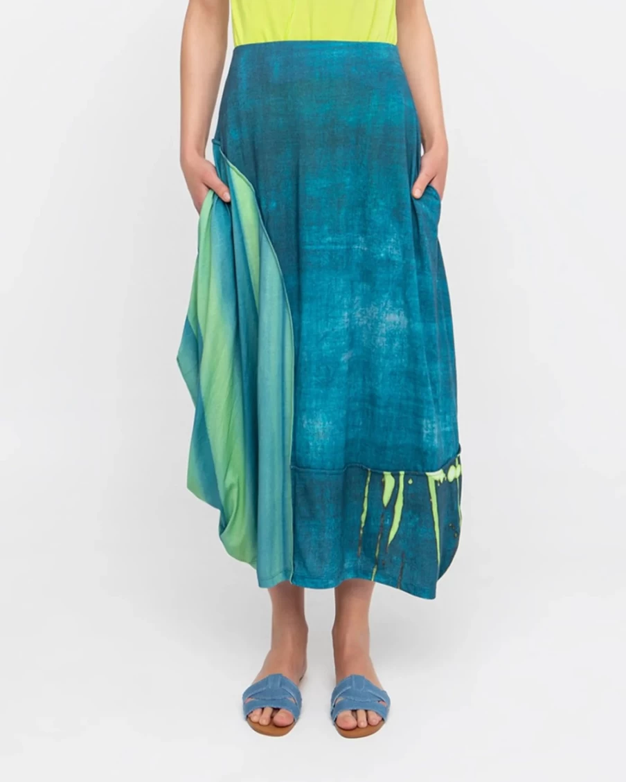 ALEMBIKA Women's Aquamarine Blue Midi Skirt | Ozai N Ku Ocean-Inspired Design